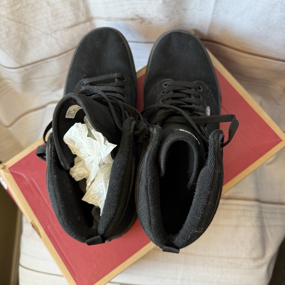 Vans Ward Hi Men's 10.5 Triple Black Canvas High Top Skate Shoes - Picture 5 of 12